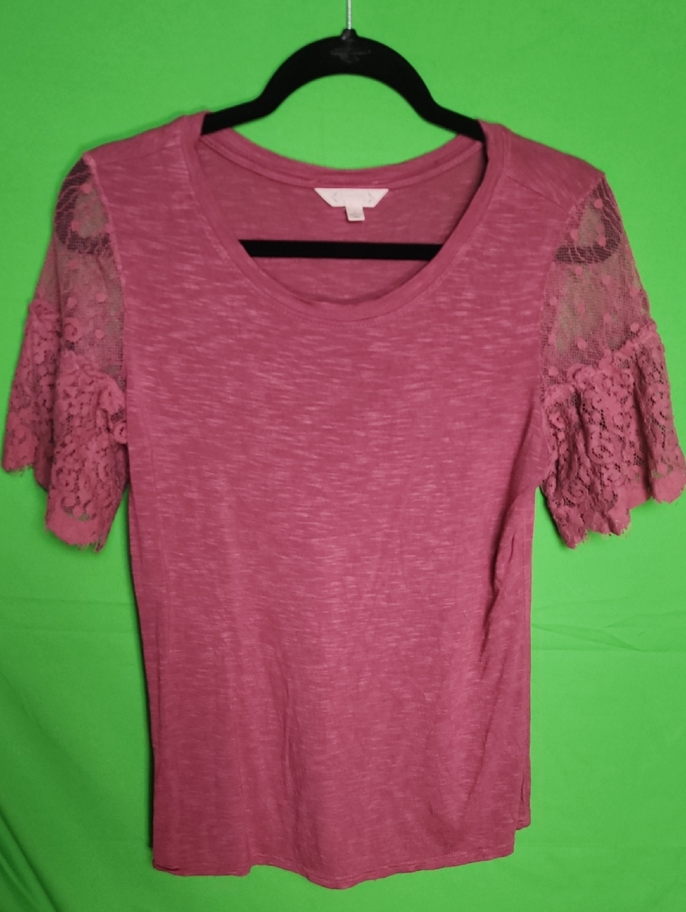 Nanette Lepore Deco Pink Lace Frill Sleeve Knit Top - Size M